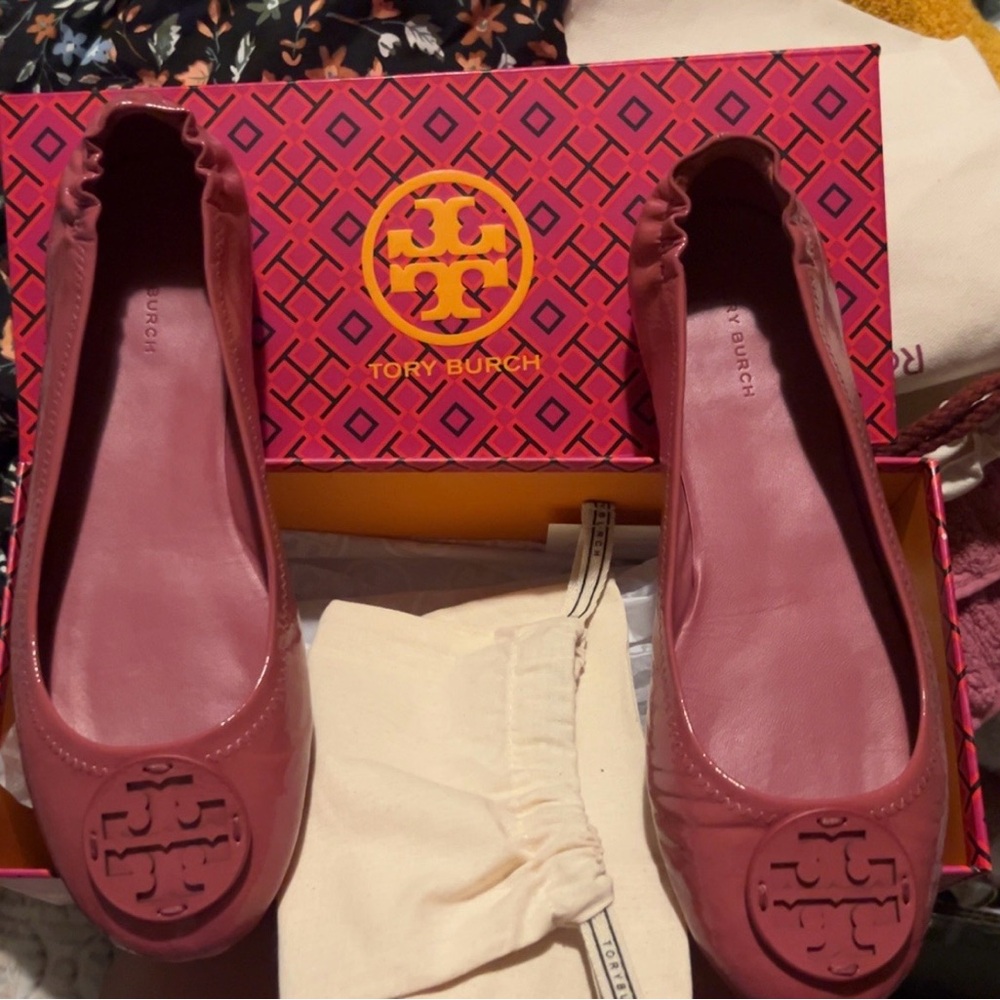 Tory Burch Mauve Leather Flats color washed Berry 650